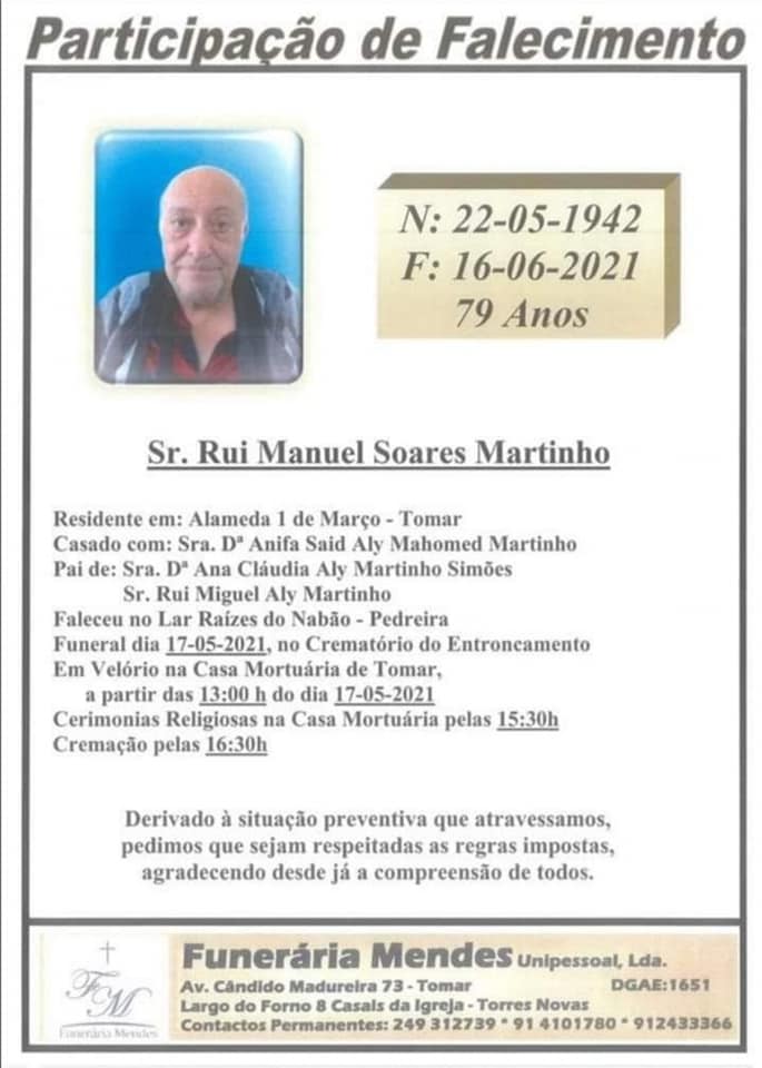 Morreu antigo presidente do União de Tomar rui martinho