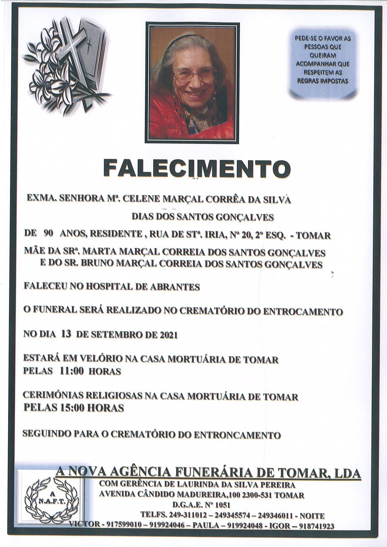 Morreu antiga professora do colégio Nuno Álvares celene goncalves