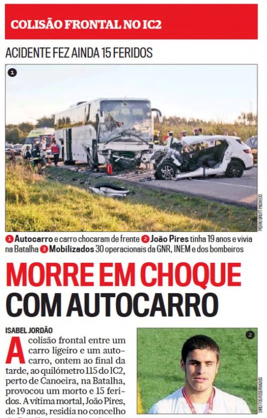 Jovem de 19 anos morre em colisão com autocarro na Batalha acid