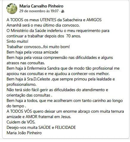 Sabacheira deixa de ter médico na freguesia sabach