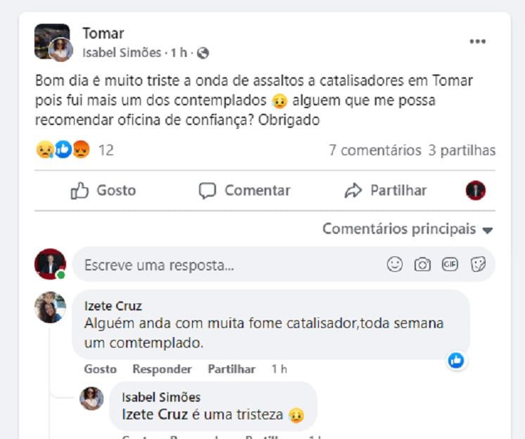 Mais casos de furto de catalisadores em Tomar catalisad