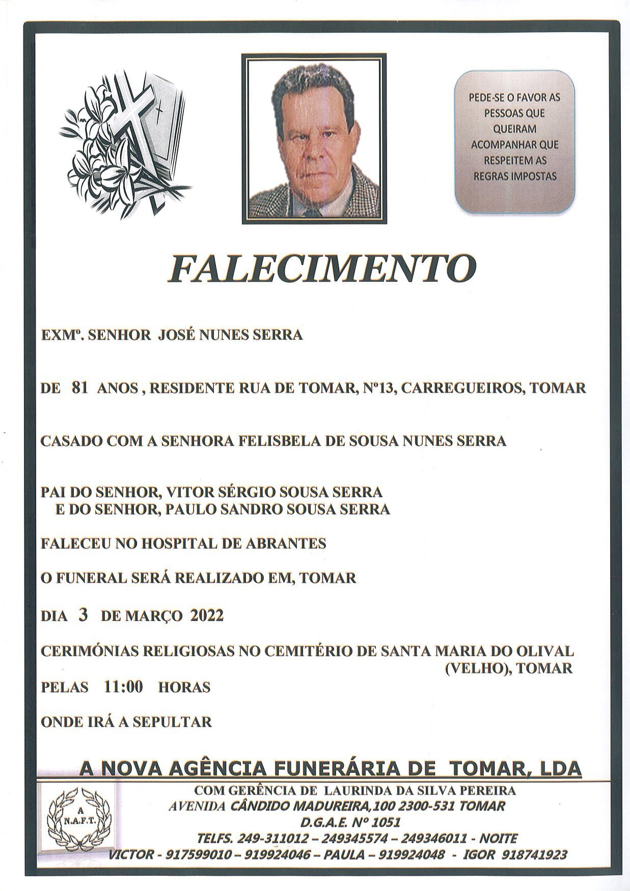Morreu antigo presidente da junta de Carregueiros jose n serra