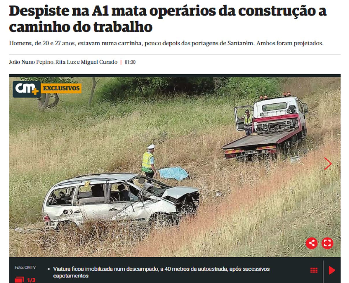 Vítimas mortais do despiste em Santarém eram jovens romenos acid 56454