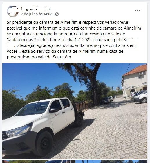 Carrinha da câmara de Almeirim estacionada junto a casa de alterne almeir 2