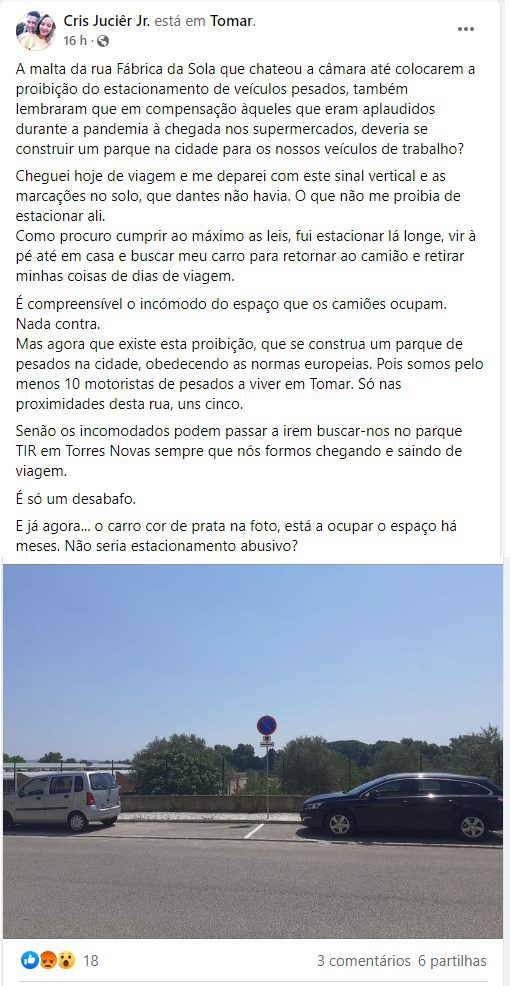 Motoristas não têm onde estacionar camiões em Tomar camiao estac
