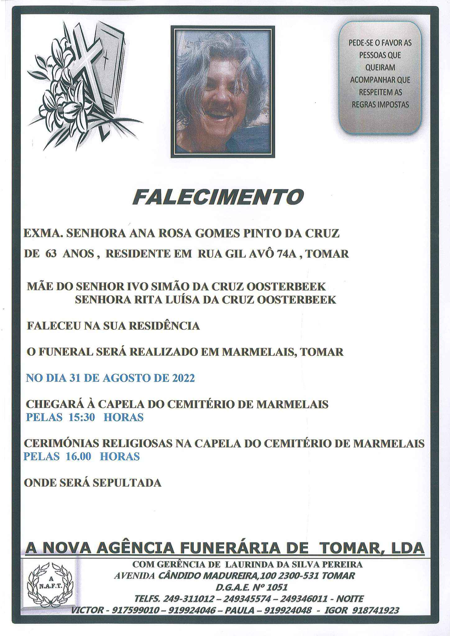 Último adeus à professora Ana Rosa Cruz 302229511 588706362738475 5902077342636029633 n