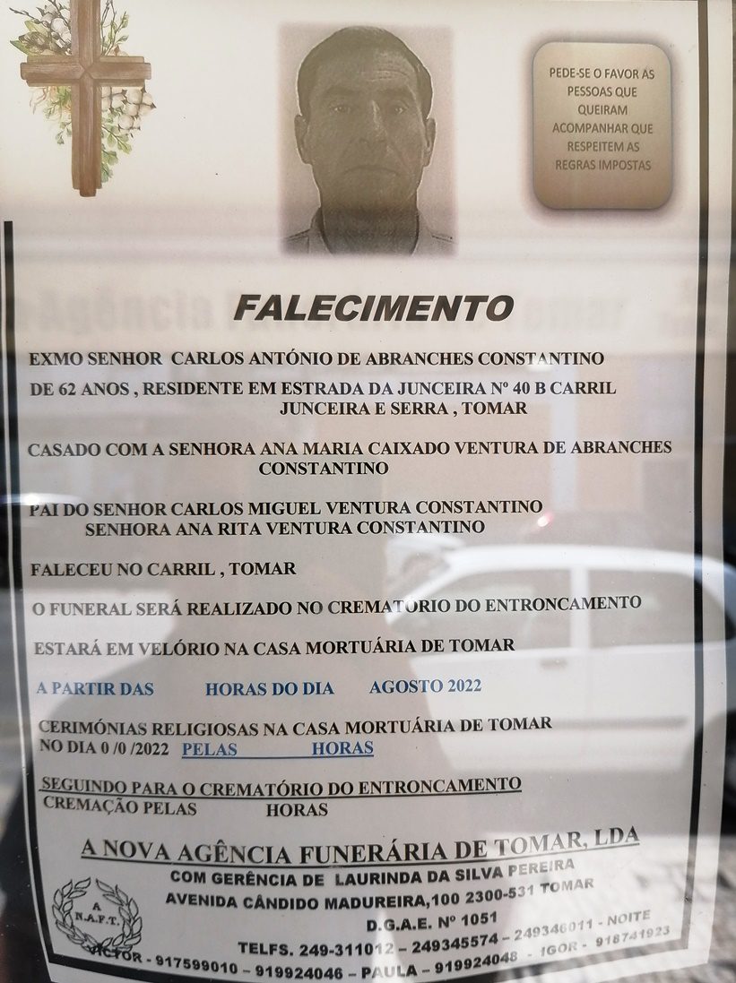 Funeral de ex-dirigente da câmara que morreu atropelado ainda não está marcado constantino IMG 20220824 144924