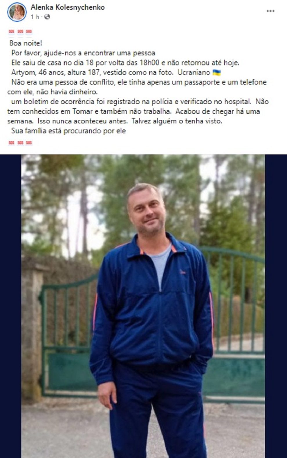 Apelo: refugiado ucraniano desaparecido em Tomar apelo 43