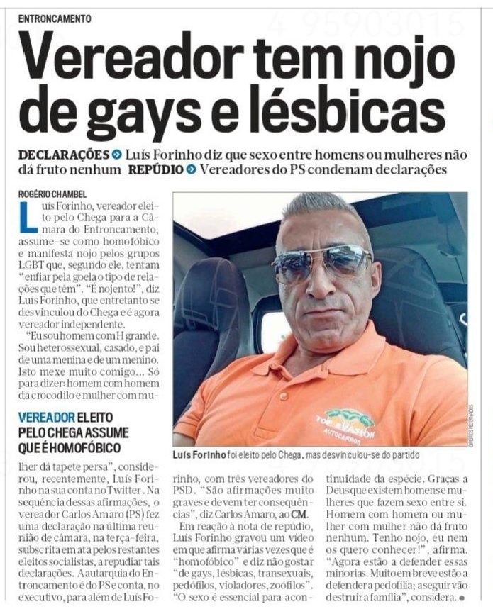 Vereador “homofóbico” do Entroncamento é notícia a nível nacional entroncamento chega forinho
