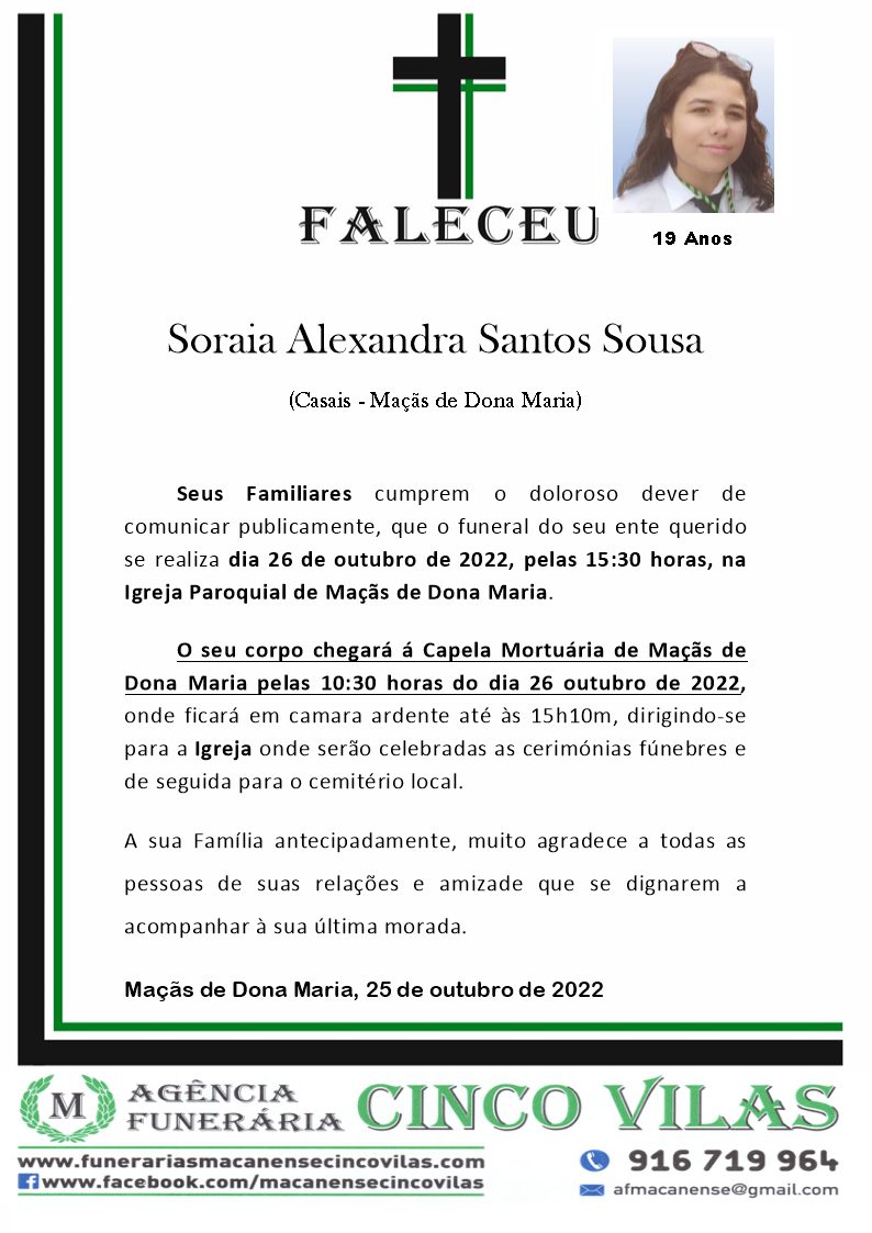 Estudante que morreu de acidente no IC3 vai a sepultar nesta quarta feira soraia 393712 6889007130512581076 n