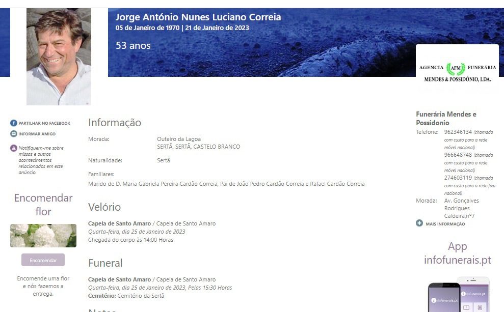 Já marcado o funeral do empresário da Sertã que morreu de acidente j 678