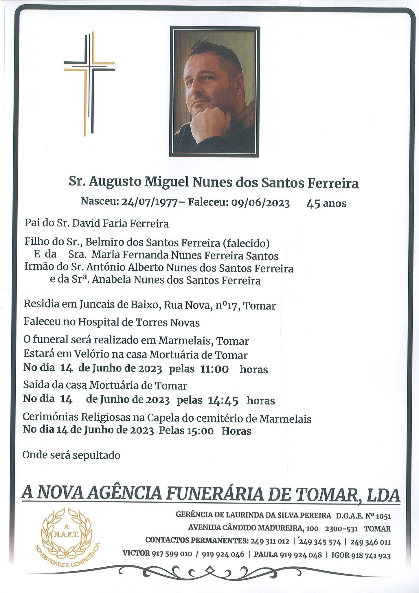 Enfermeiro Miguel vai a sepultar nesta quarta feira 353811291 769712284941362 4757259563978337862 n