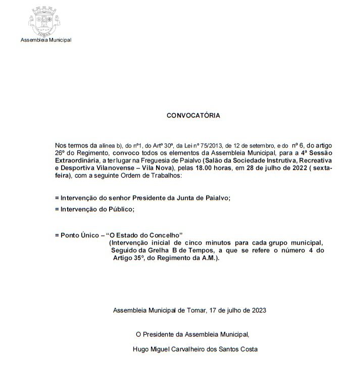 Assembleia Municipal debate “O Estado do Concelho” 28 7 890