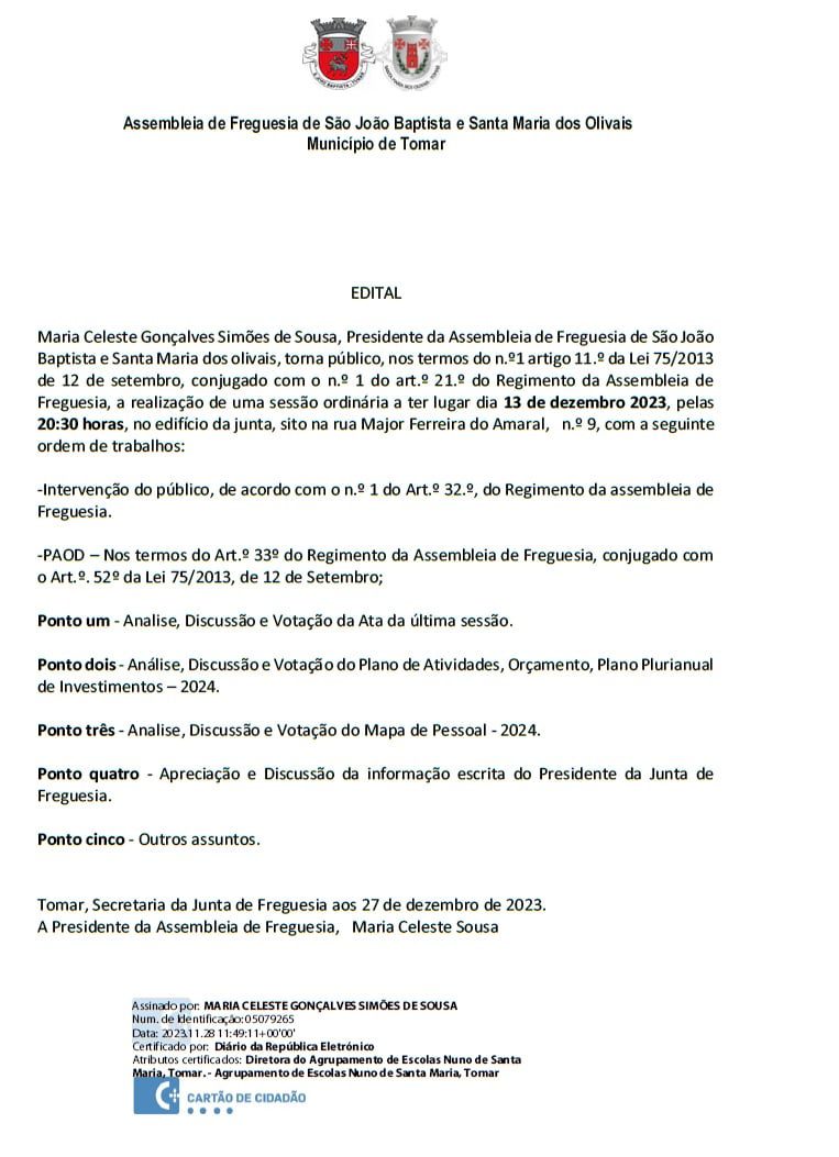 Assembleia de Freguesia aprovou transmissão online das reuniões mas... AF s joao