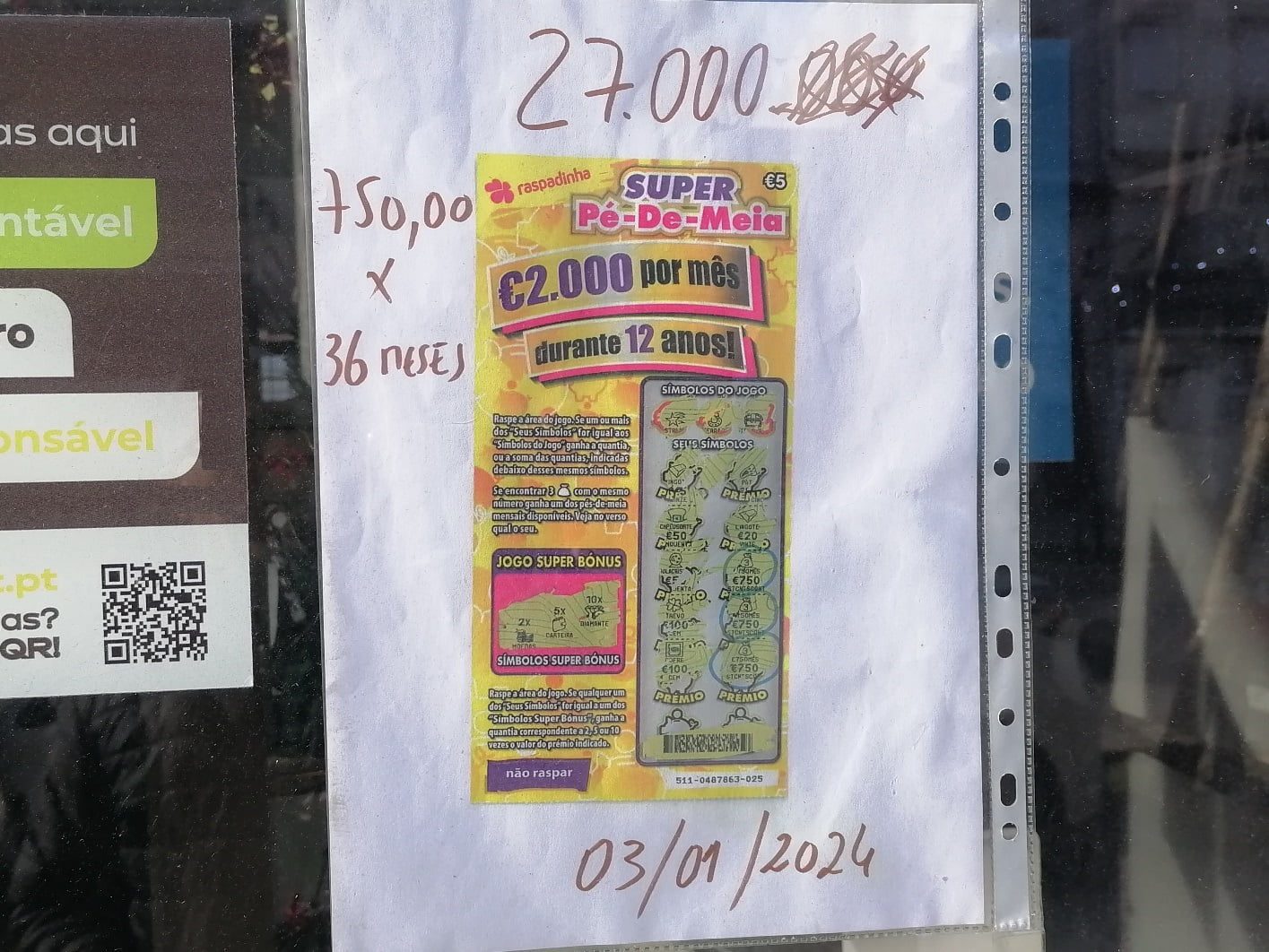 Raspadinha “Super Pé-De-Meia” saiu em Tomar raspadinha IMG 20240107 104937