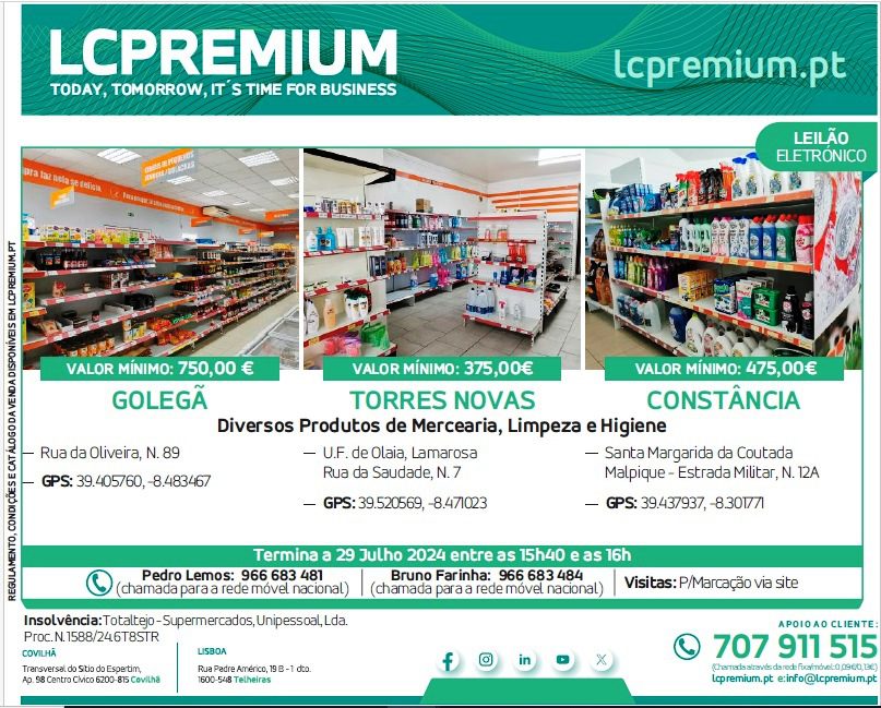 Recheio de três supermercados em leilão leilao 7890