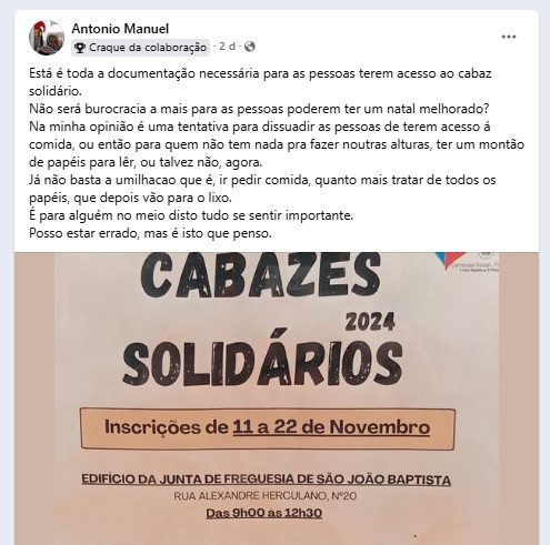 Papeis e mais papeis para receber cabaz de Natal da junta de freguesia urbana cabaz 6789