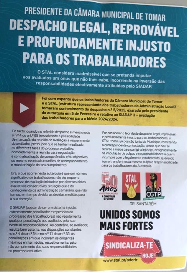 Sindicato critica autarca por “despacho ilegal, reprovável e profundamente injusto” IMG 20250219 WA0001