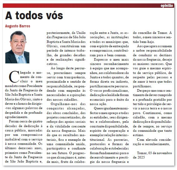 Augusto Barros despede-se com o “sentimento de dever cumprido” augusto barros