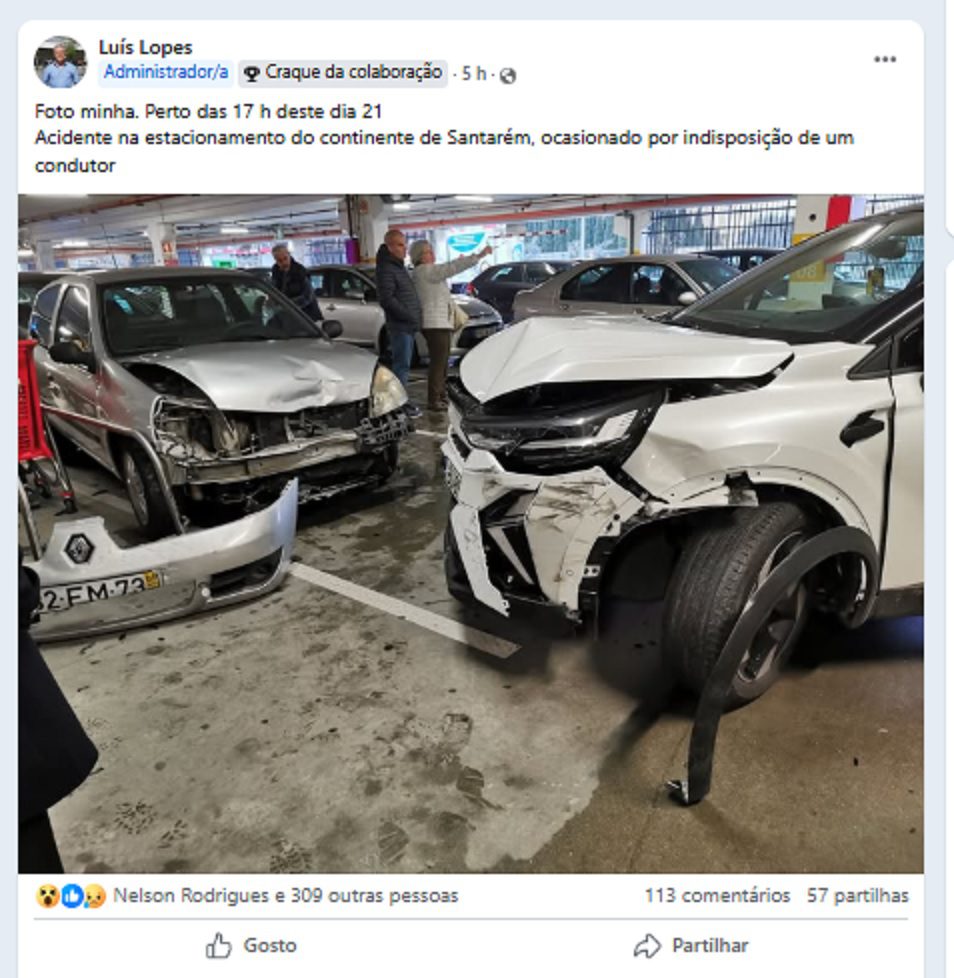 Acidente aparatoso no parque de estacionamento do Continente em Santarém acid 890