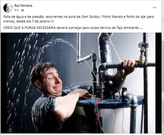 Problemas no abastecimento de água em Cem Soldos, Porto Mendo e Porto da Laje agua