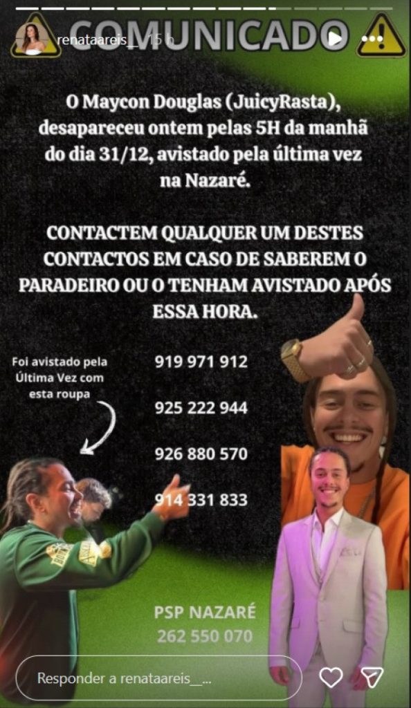 Ex-concorrente da 'Casa dos Segredos' desapareceu na Nazaré apelo naom 695665c3ae2c0