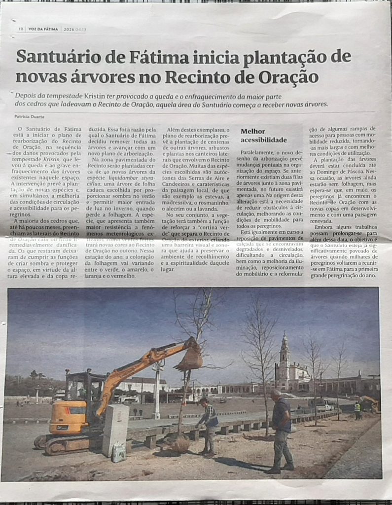 Quaresma de 2026, Fátima. Depois da tempestade, a reconstrução. REQUALIFICACAO FATIMA