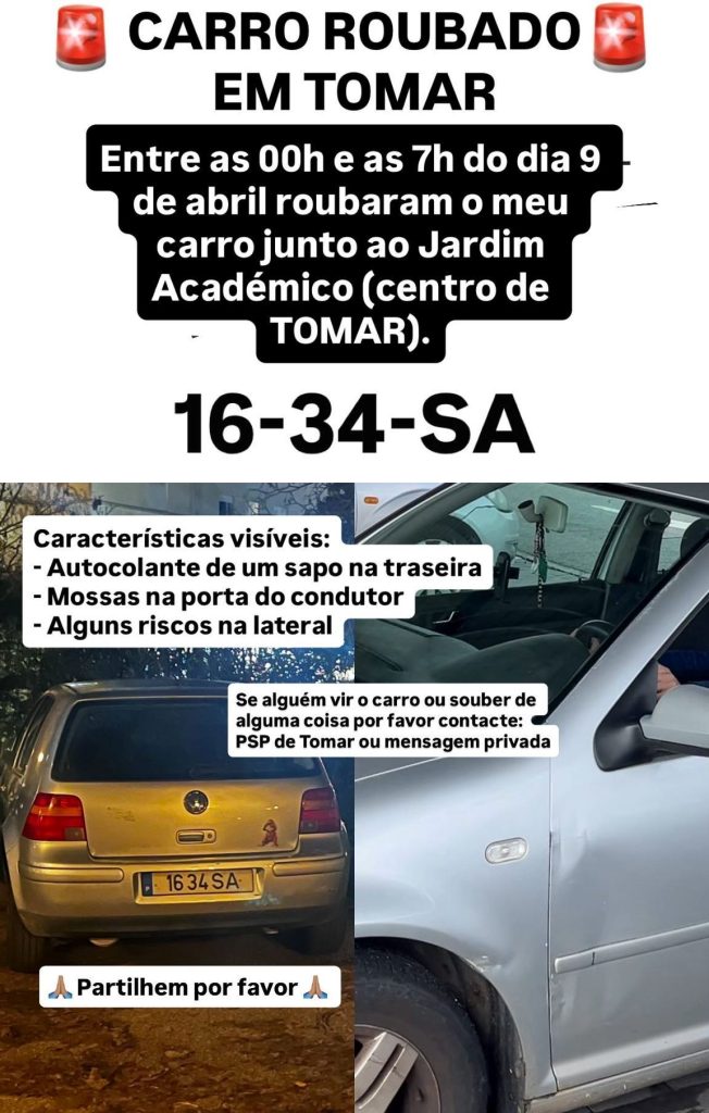 Apelo: carro roubado em Tomar (Atualização)* apelo 7262735049817 4766309214258789616 n