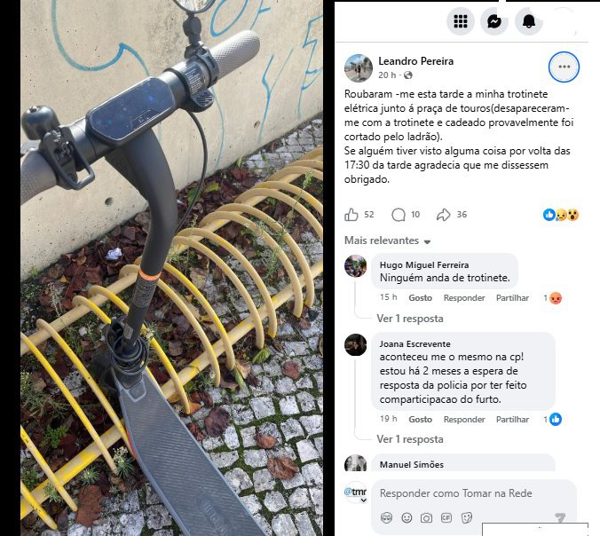 Trotinete elétrica roubada em Tomar apelo 89