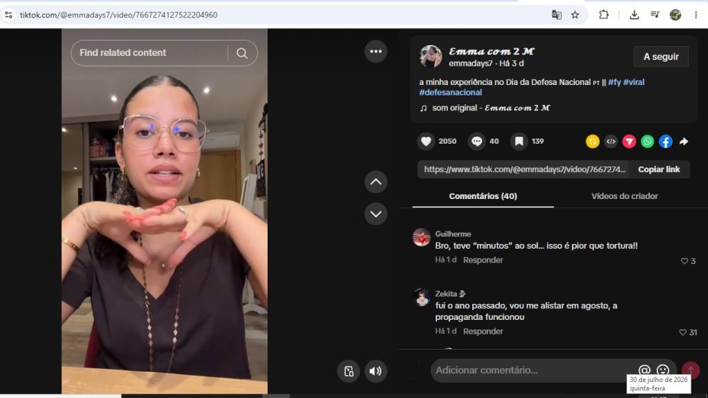 A aventura de uma jovem no Dia da Defesa Nacional em Tomar defesa 789