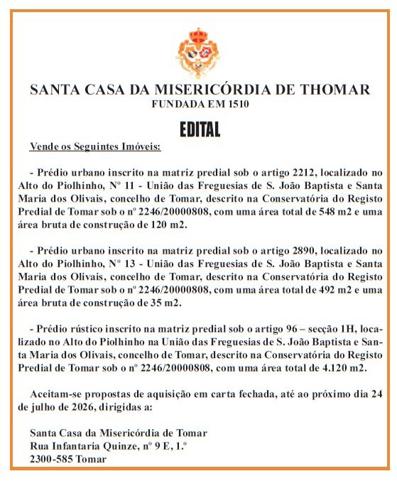 Misericórdia de Tomar vende imóveis imov