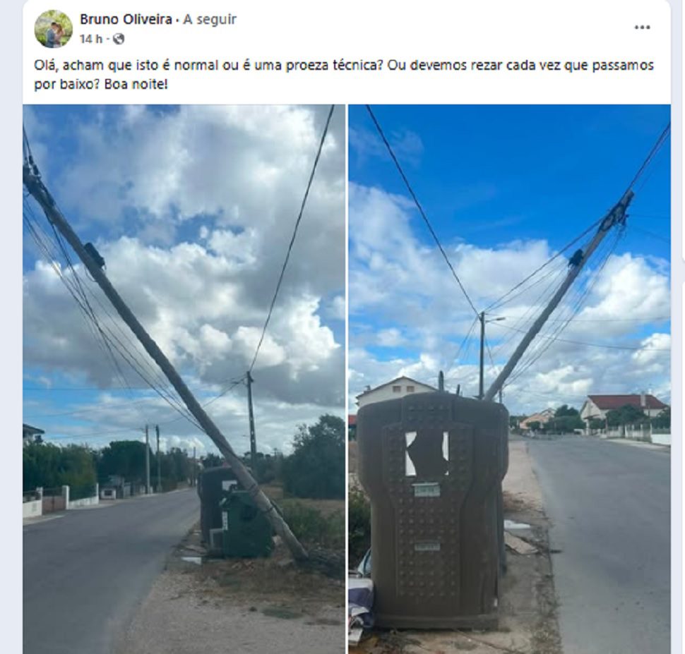 Perigo agrava-se com poste cada vez mais inclinado poste 789
