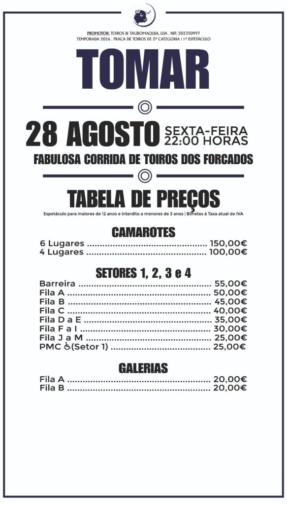 Tomar recebe corrida de toiros com concurso de pegas esta sexta feira tour 28 8 1786571088
