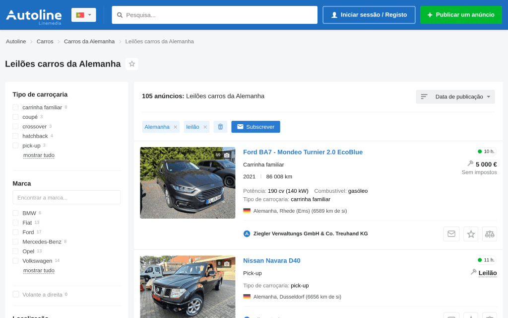 Top 4 plataformas de leilões de carros usados na Europa em 2026 z2