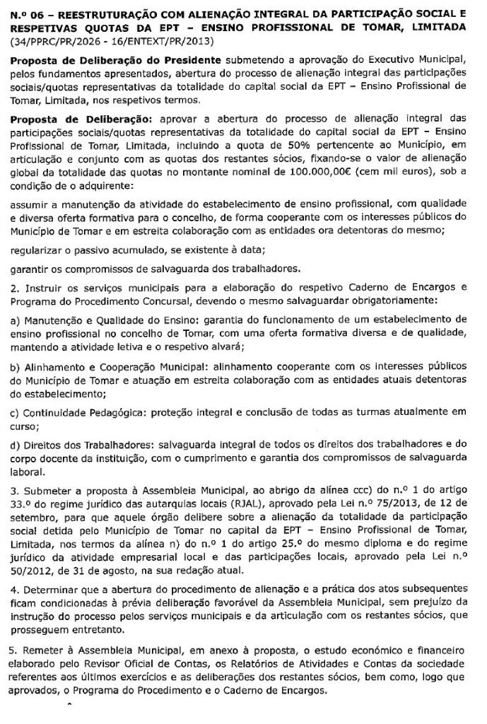 Quem quer comprar a Escola profissional de Tomar por 100 mil euros? escola profissional