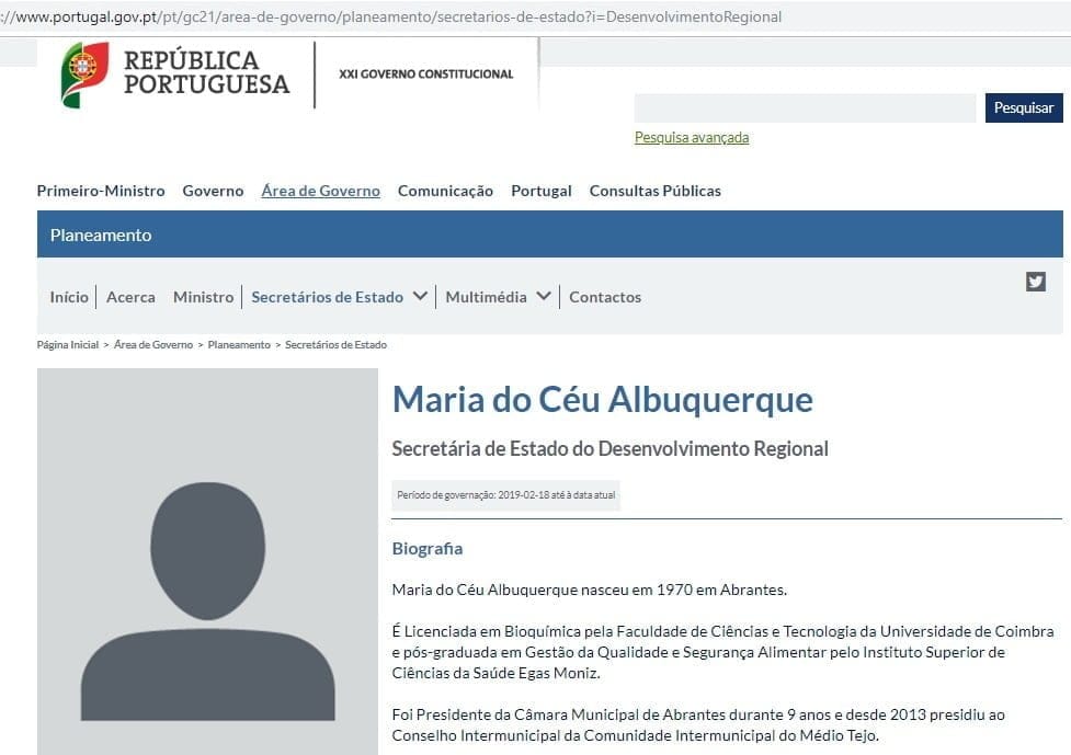 Ex-presidente da câmara de Abrantes ainda sem foto no site do governo maria do ceu albuq