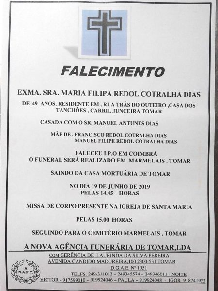 Professora que morreu de cancro vai hoje a sepultar Maria filipa necr IMG 20190619 102037