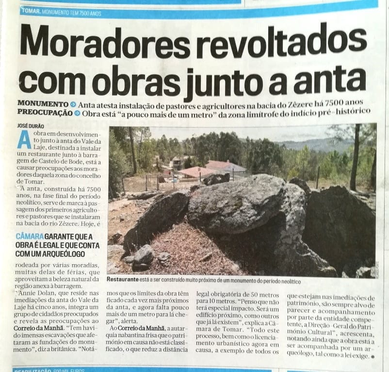 Obras junto à anta do Vale da Lage são notícia na imprensa nacional IMG 20190901 114528