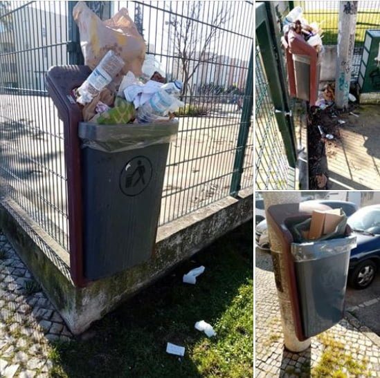 Lixo acumula-se nas papeleiras lixo 56789
