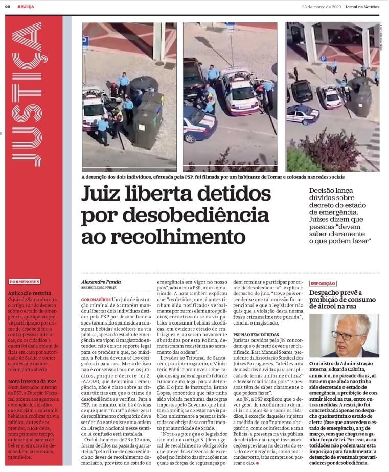 Detenção na Alameda: Lei pouco clara determinou libertação de jovens JN psp covid