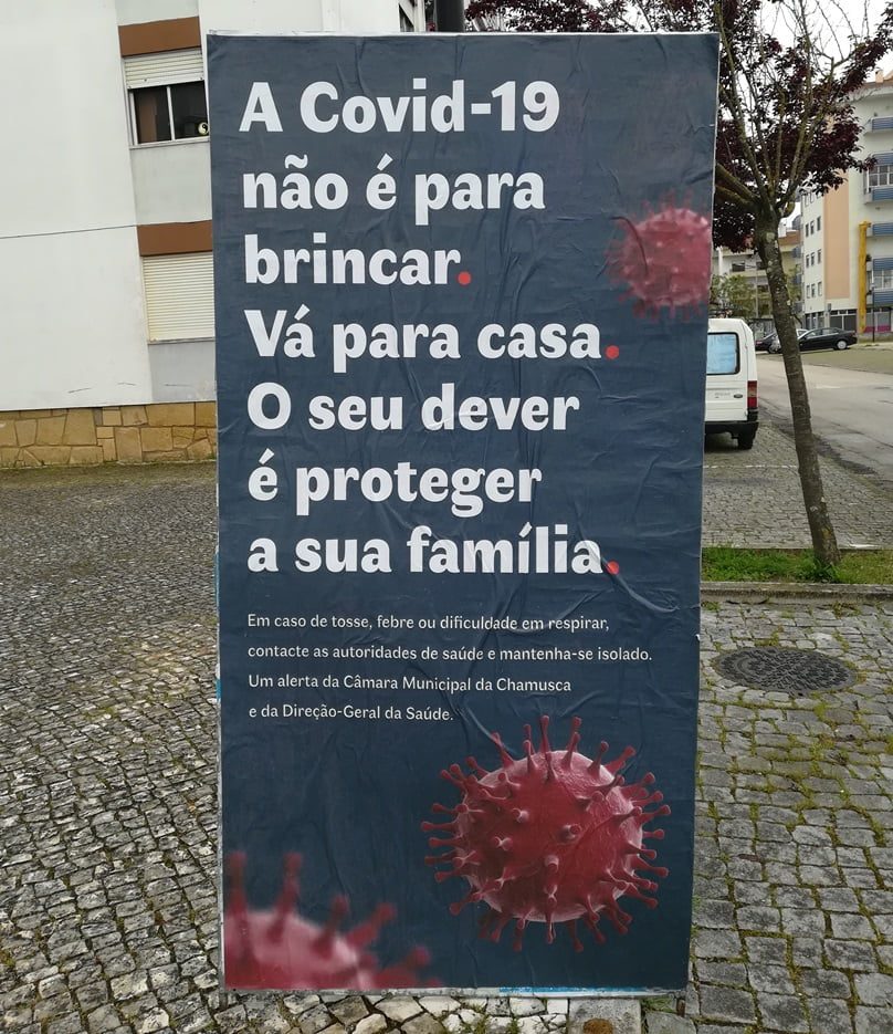 Covid-19: cartaz da câmara da Chamusca afixado em Tomar covid cartaz IMG 20200331 162511