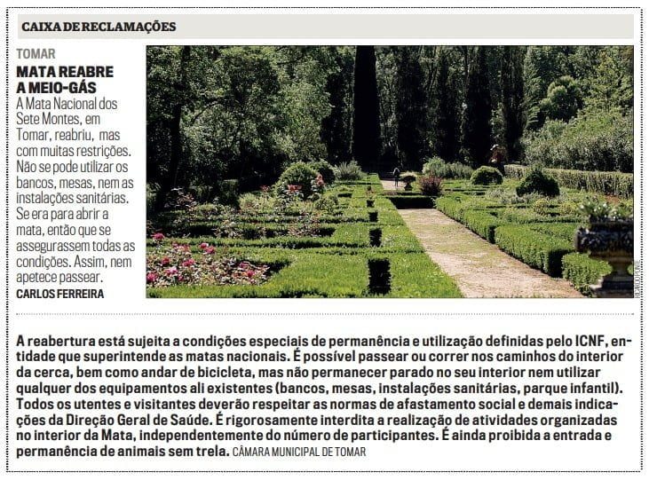 Mata dos Sete Montes na “Caixa de Reclamações” mata cm