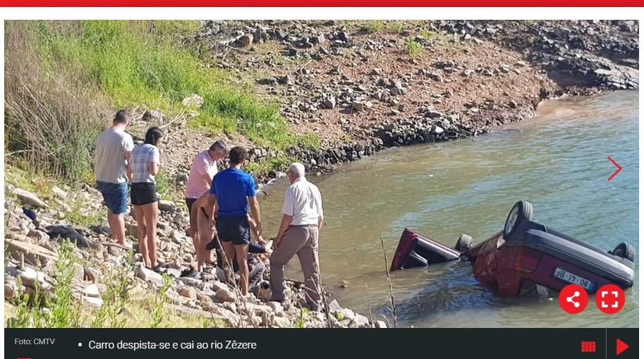 Carro despistou-se e caiu na albufeira de Castelo do Bode acid