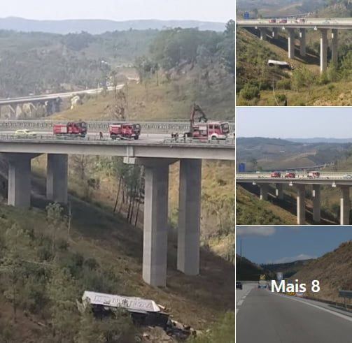 Imagens impressionantes do despiste de um camião na A23 acidente a 23