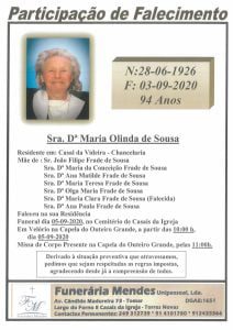 Necrologia maria olinda de sousa