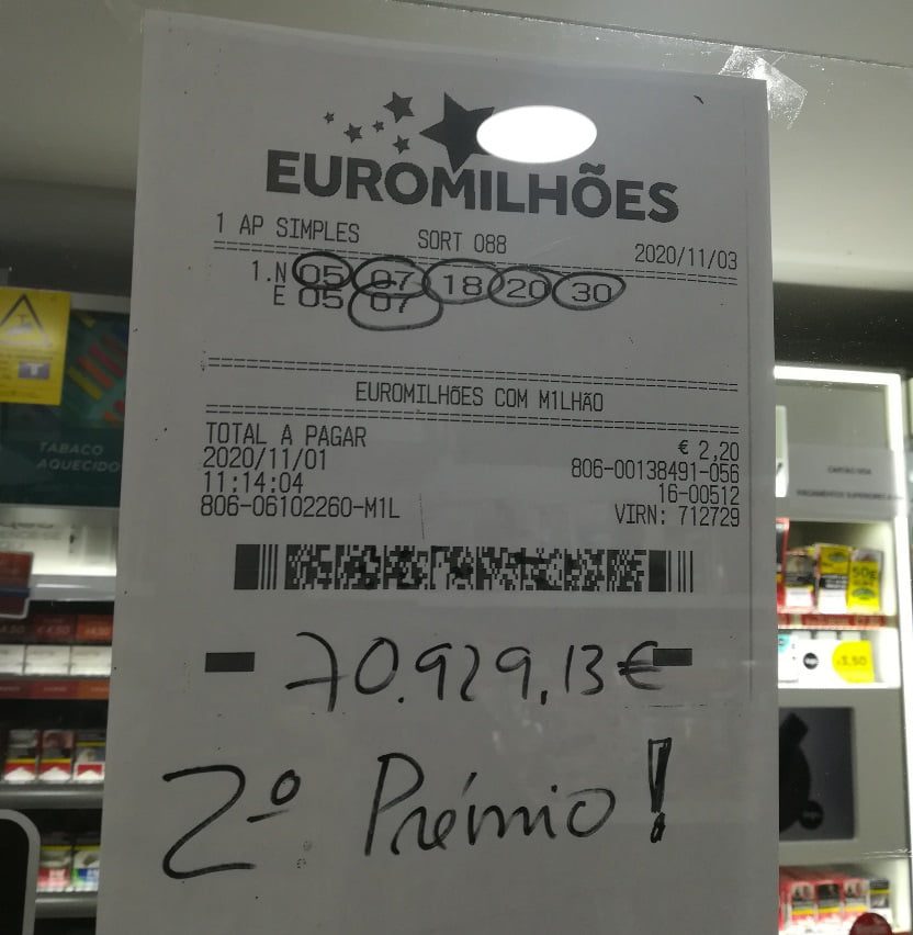 Segundo prémio do Euromilhões saiu em Tomar IMG 20201107 184838