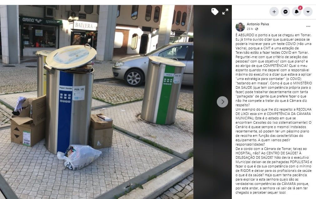 Ex-presidente António Paiva faz crítica arrasadora à câmara de Tomar paiva lixo 56 401523802 o