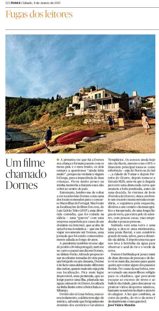 Dornes em destaque no suplemento Fugas FZ dornes