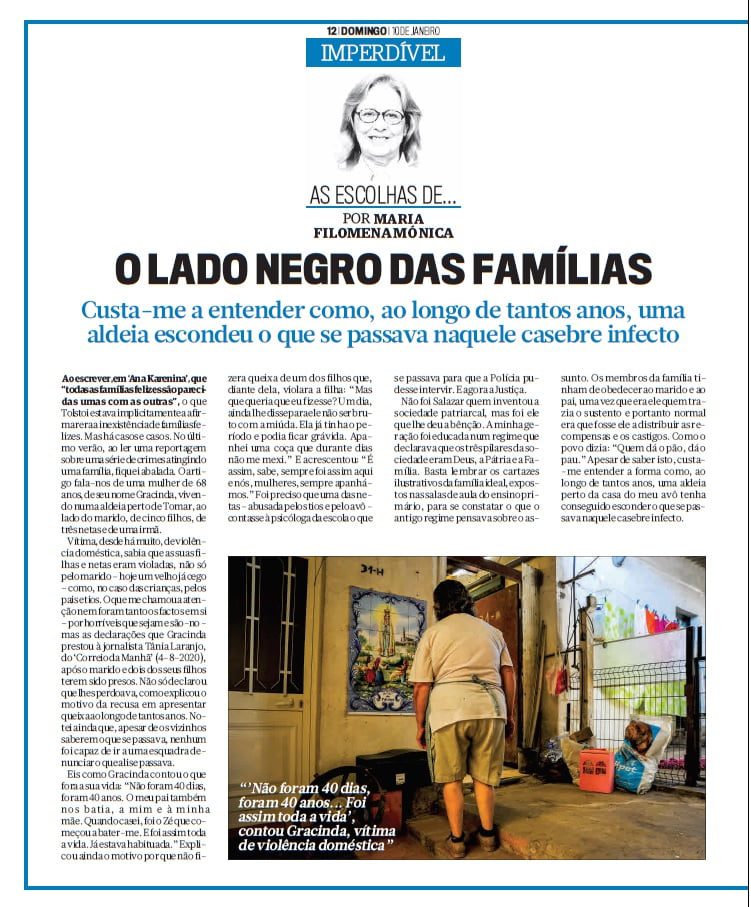 Maria Filomena Mónica escreve sobre “o lado negro das famílias” j Sem Titulo
