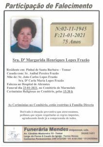 Necrologia margarida frazao